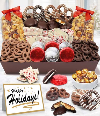 Happy Holidays Chocolate Covered Snack Tray