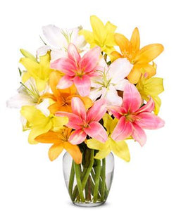 Bursting Lilie Flower Bouquet Arrangement - Fine Gifts La Bella Basket Company