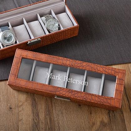 Brown Men's Crocodile Watch Box - Fine Gifts La Bella Basket Company