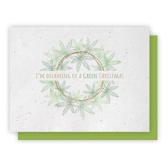 Green Christmas Wreath Plantable Greeting Cards - 5 Pack