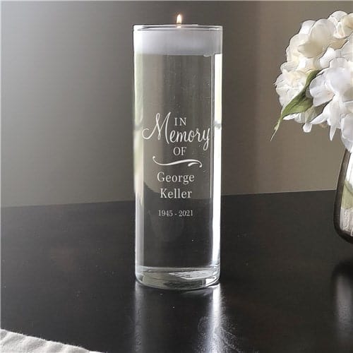 Engraved Memorial Candle Vase