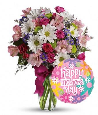 Mom Day Flower And Balloon Bouquet - Fine Gifts La Bella Basket Company
