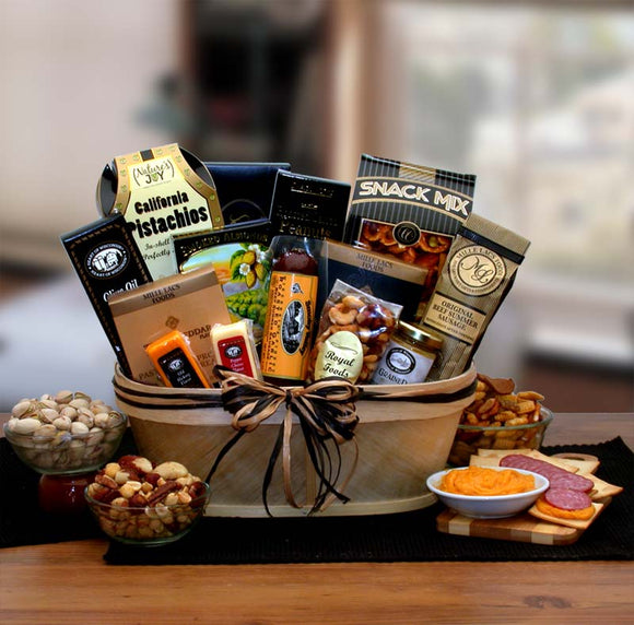Gourmet Nut and Sausage Board - Fine Gifts La Bella Basket Company