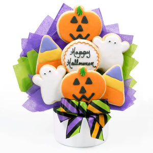 Happy Halloween Ghost Cutout Cookie Bouquet