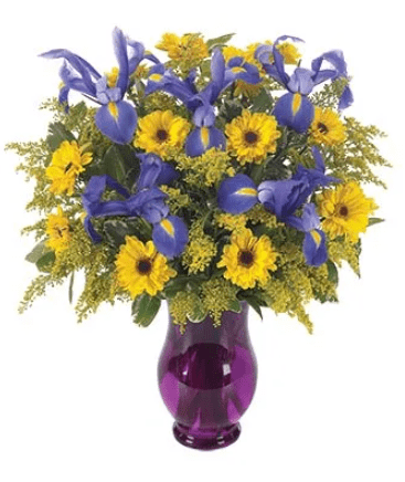 Cheerful Iris Sunshine Flower Arrangement